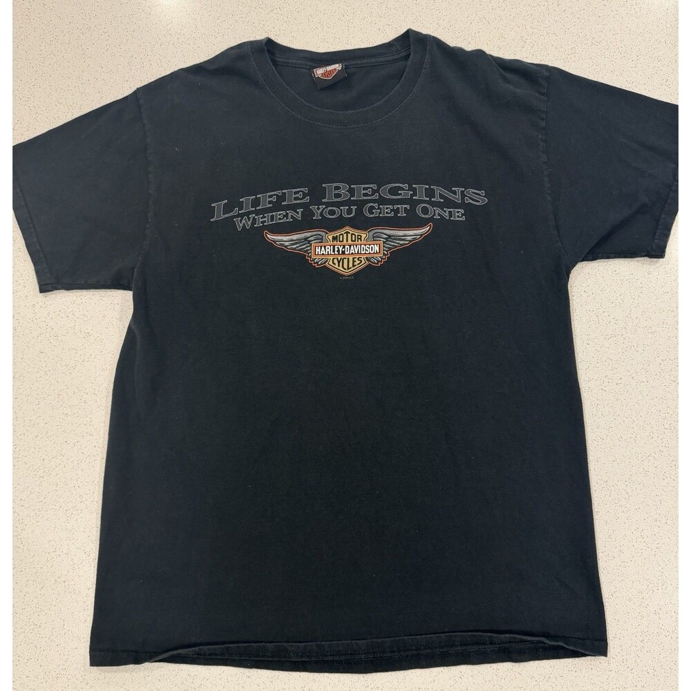 Vintage Harley Davidson Seminole Sanford Black Graphic Tshirt 2009 Sz Large Y2K